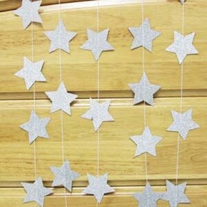 Silver glitter stars paper garland backdrop 4m, party decoration Auckland NZ