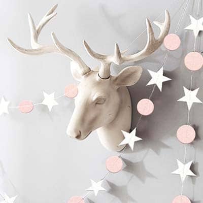Paper Garland Backdrop White pink star and circles garland backdrop 4m, party decoration Auckland NZ