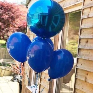 Blue 4D round foil balloon ball 22 inch orbz, party decoration Auckland NZ