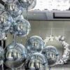 Silver 4D round foil balloon ball 22 inch orbz, party decoration Auckland NZ
