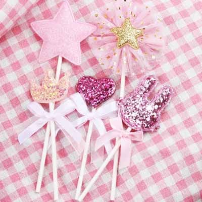 Cake topper Pink stars Bunny sets Cake topper Pink stars Bunny sets