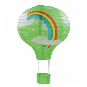 Hot air balloon paper lantern green rainbow pattern, party decoration Auckland NZ