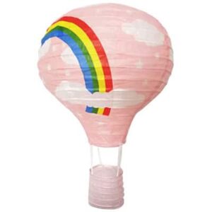 Hot air balloon paper lantern pink rainbow pattern, party decoration Auckland NZ