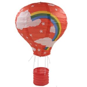 Hot air balloon paper lantern red rainbow pattern, party decoration Auckland NZ