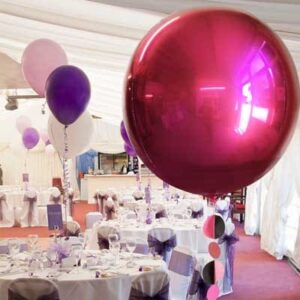 Dark pink 4D round foil balloon ball 22 inch orbz, party decoration Auckland NZ