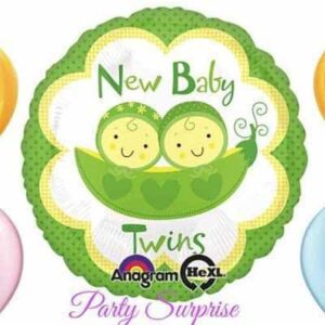 Baby Twins baby shower foil balloon 45cm helium quality, Auckland NZ