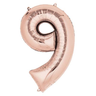 Jumbo Giant Number Balloon Foil Number Balloon -- Rose Gold Number 9 Jumbo Giant Number Balloon Foil Number Balloon -- Rose Gold Number 9