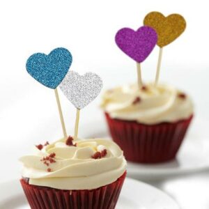 Love hearts cupcake toppers
