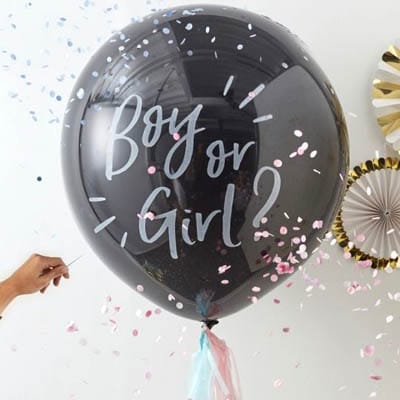 balloon confettis gender reveal Giant gender reveal balloon Boy or Girl 36 inch black latex, Auckland NZ