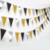 Glitter gold black silver triangle flag banner garland 4m, Auckland NZ