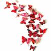 Butterfly art wall Red 3D butterfly wall art stickers 12 pieces PVC, home decoration Auckland NZ