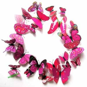 Rose pink 3D butterfly wall art stickers 12 pieces PVC, home decoration Auckland NZ