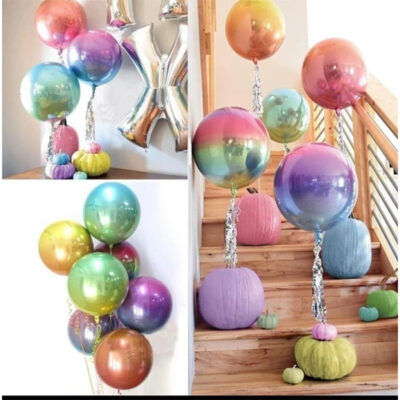 Rainbow color 4D Foil Ball Balloons