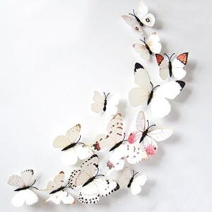 White 3D butterfly wall art stickers 12 pieces PVC, home decoration Auckland NZ