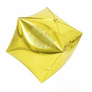Gold cube 4D foil balloon 24 inch helium quality, party decoration Auckland NZ