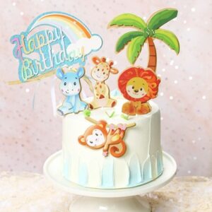 Kid's birthday cake decoration animal zoo