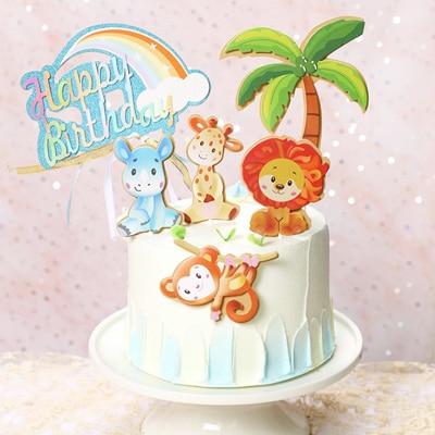 Kid's birthday cake decoration animal zoo Kid's birthday cake decoration animal zoo