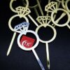 Diamond rings wedding cupcake toppers 8 pieces acrylic, Auckland NZ