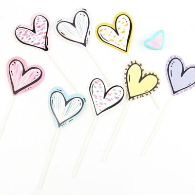 Cake Topper -- Hearts Set 8pcs Hearts birthday cake topper set 8 pieces large small acrylic, Auckland NZ