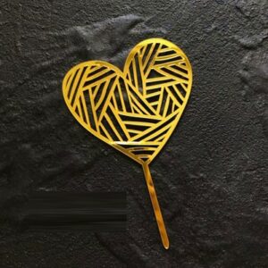 Gold heart party cake topper acrylic mini, Auckland NZ