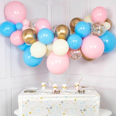Balloon Garland Chrome gold blue pink DIY balloon garland kit, party decoration Auckland NZ