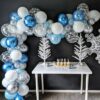 Frozen Snow DIY balloon garland kit blue white, party decoration Auckland NZ