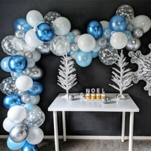 Frozen Snow DIY balloon garland kit blue white, party decoration Auckland NZ