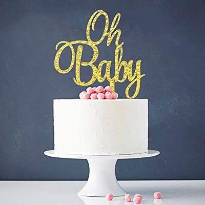 Oh Baby Cake Topper Oh Baby gold baby shower cake topper acrylic, Auckland NZ