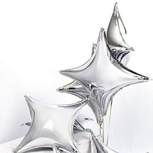 Silver four point star foil balloon 2 sizes, party decoration Auckland NZ