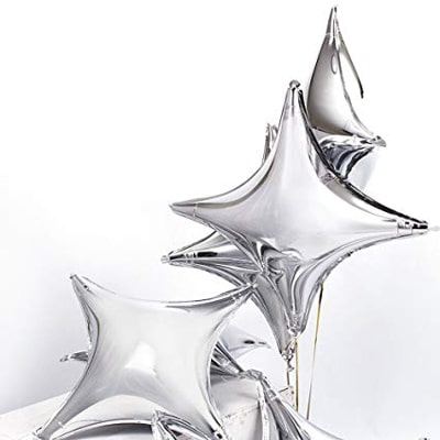 Four Point Star Balloon silver Silver four point star foil balloon 2 sizes, party decoration Auckland NZ