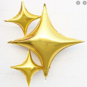 Gold four point star foil balloon 2 sizes, party decoration Auckland NZ