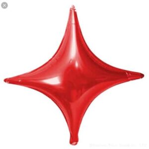 Red four point star foil balloon 2 sizes, party decoration Auckland NZ