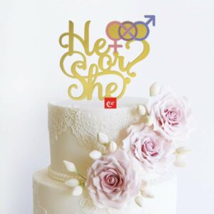 Gender reveal cake topper He or She acrylic reusable, Auckland NZ