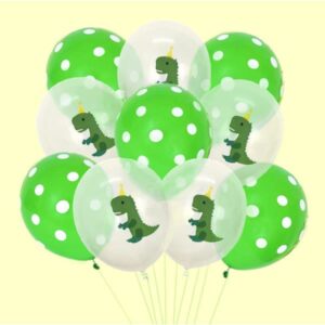 Dinosaur balloon package clear green polka dots 8 pieces 12 inch, Auckland NZ