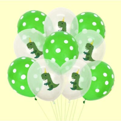 Dinosaur balloon package clear green polka dots 8 pieces 12 inch, Auckland NZ