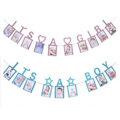 It's a Girl Boy baby shower photo banner eco cardboard, Auckland NZ
