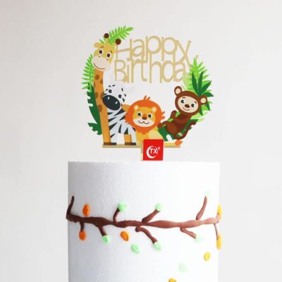 Happy Birthday Cake Topper Zoo Animals