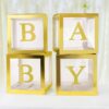 Baby Gold transparent cube letter boxes 4 pieces, baby shower decoration Auckland NZ