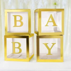 Baby Gold transparent cube letter boxes 4 pieces, baby shower decoration Auckland NZ
