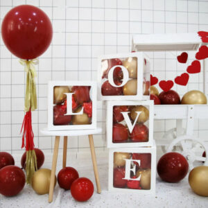Love White transparent cube letter boxes 4 pieces, party decoration Auckland NZ