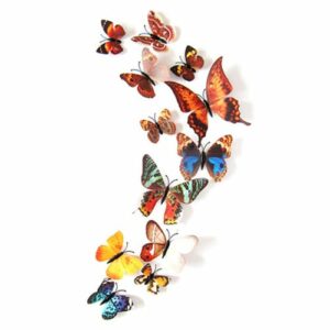 Natural 3D butterfly wall art stickers 12 pieces PVC, home decoration Auckland NZ