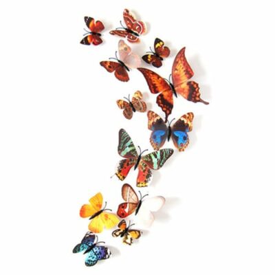 3D Wall Art Butterfly Stickers Natural 3D butterfly wall art stickers 12 pieces PVC, home decoration Auckland NZ