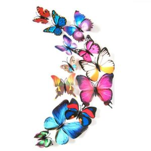 Rainbow 3D butterfly wall art stickers 12 pieces PVC, home decoration Auckland NZ