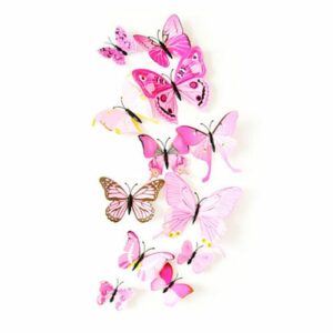 Pink 3D butterfly wall art stickers 12 pieces PVC, home decoration Auckland NZ