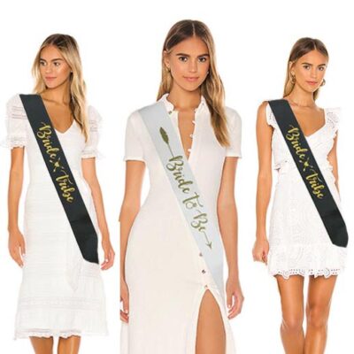 Bride To Be SASH-black new Bride to Be and Bride Tribe sash pack black 6 pieces, hens night Auckland NZ