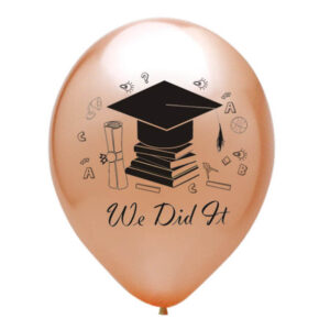 Graduation We Did It rose gold latex balloon 12 inch helium quality, Auckland NZ