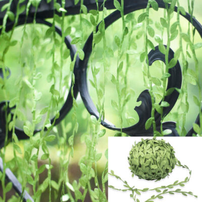 Green Leaf Trim Ribbon Vine main Artificial leaf vine decoration 20 metres, jungle safari party Auckland NZ
