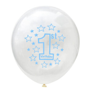 1st Birthday clear blue latex balloon 12 inch helium quality, Auckland NZ