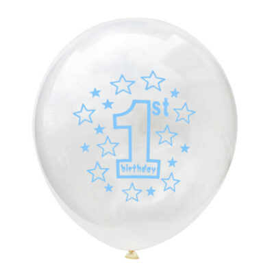 Happy Birthday Clear Latex Balloon 1years blue 1st Birthday clear blue latex balloon 12 inch helium quality, Auckland NZ