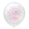 Happy Birthday Clear Latex Balloon 1years pink 1st Birthday clear pink latex balloon 12 inch helium quality, Auckland NZ